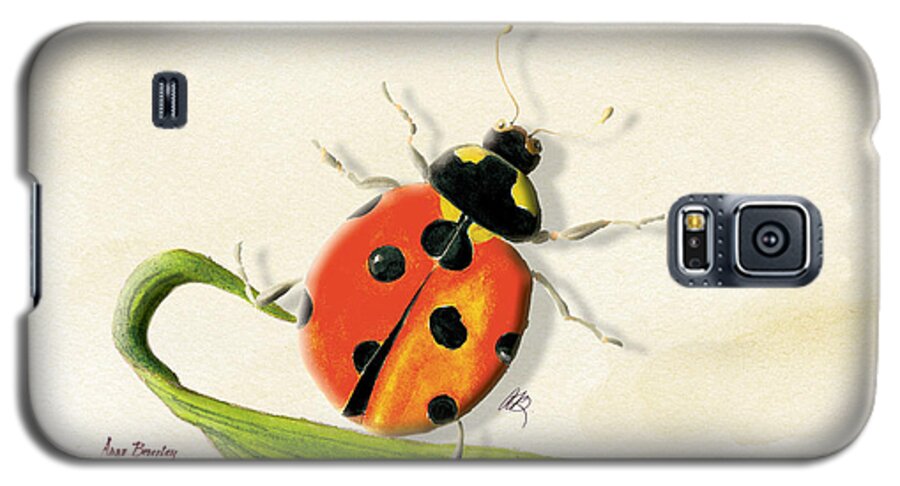 Lady Bug Galaxy S5 Case featuring the painting Lady in the Garden by Anne Beverley-Stamps