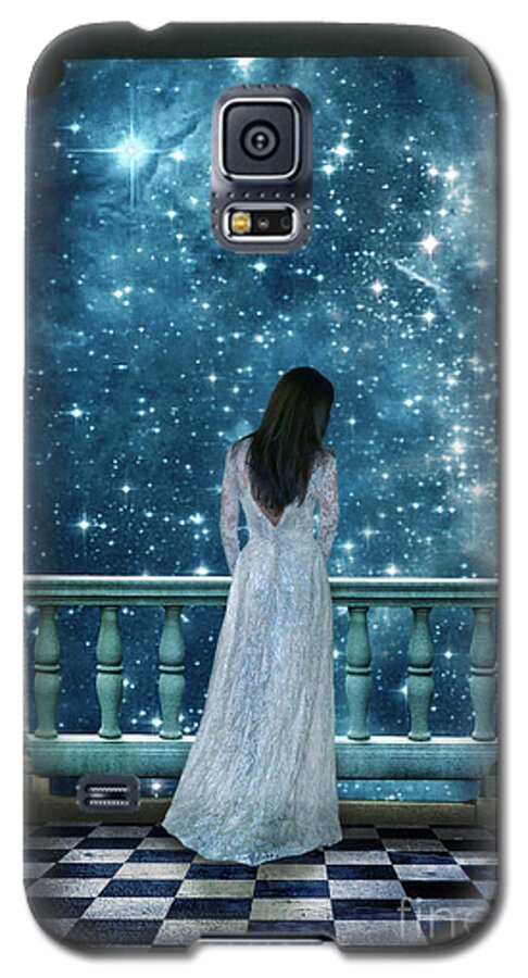 Woman Galaxy S5 Case featuring the photograph Lady on Balcony at Night by Jill Battaglia