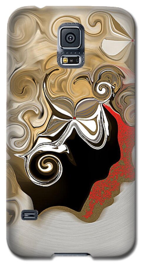 Lady Galaxy S5 Case featuring the digital art Lady with Curls by Gillian Owen