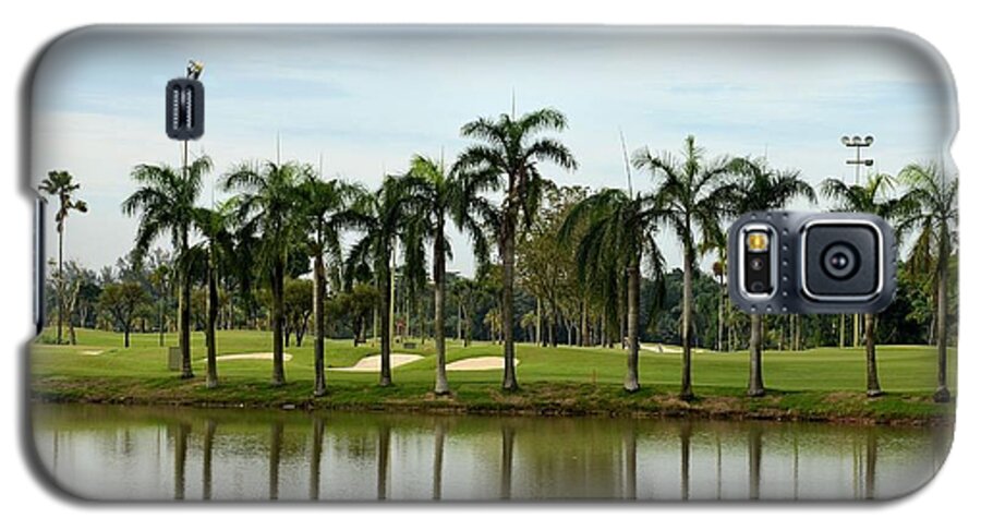 Golf Galaxy S5 Case featuring the photograph Lake sand traps palm trees and golf course Singapore by Imran Ahmed
