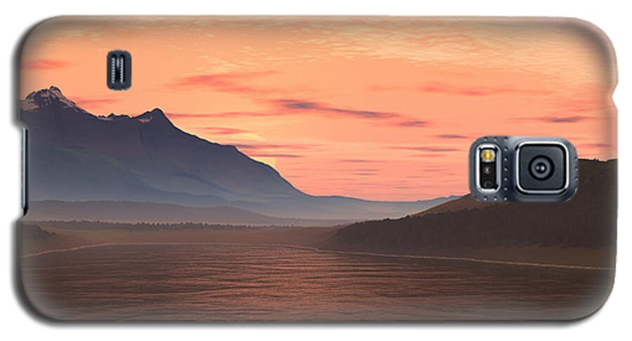 Lake Galaxy S5 Case featuring the digital art Lake Sunset 1 by Judi Suni Hall
