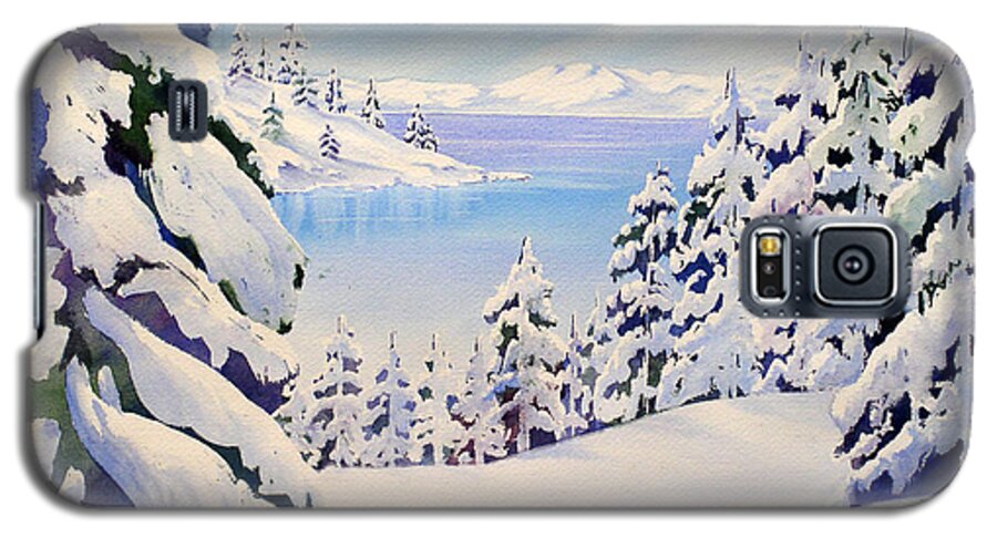 Painting Galaxy S5 Case featuring the painting Lake Tahoe Winter by Glenyse Henschel