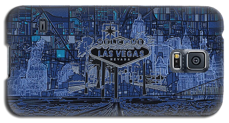 Las Vegas Galaxy S5 Case featuring the painting Las Vegas Skyline by Bekim M