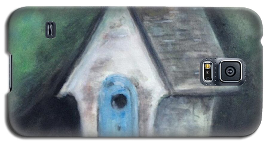 Bird Birdhouse Garden Galaxy S5 Case featuring the painting Laurie's birdhouse by Stan Tenney