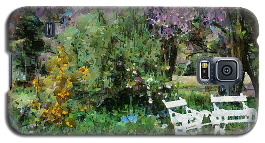 Garden Galaxy S5 Case featuring the digital art Lawn chairs in the garden by Fran Woods