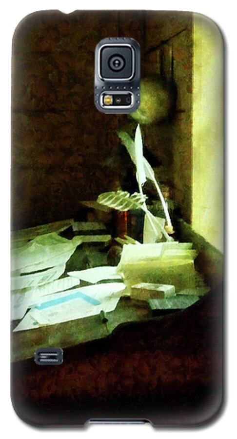 Lawyer Galaxy S5 Case featuring the photograph Lawyer - Desk With Quills and Papers by Susan Savad