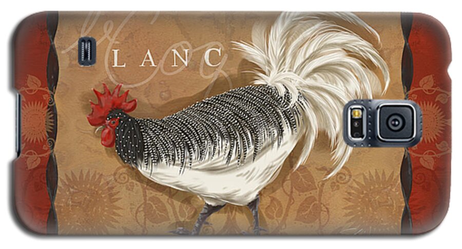 Rooster Galaxy S5 Case featuring the mixed media Le Coq Rooster Blanc by Shari Warren