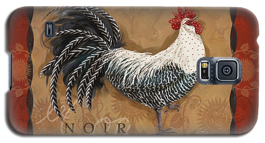 Rooster Galaxy S5 Case featuring the mixed media Le Coq Rooster Noir by Shari Warren