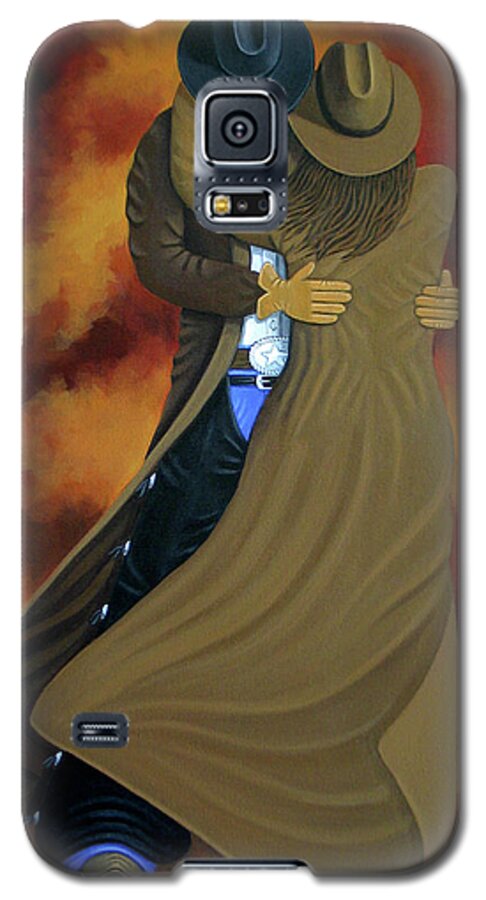 Abstract Cowboy Painting Galaxy S5 Case featuring the painting Lean On Me by Lance Headlee