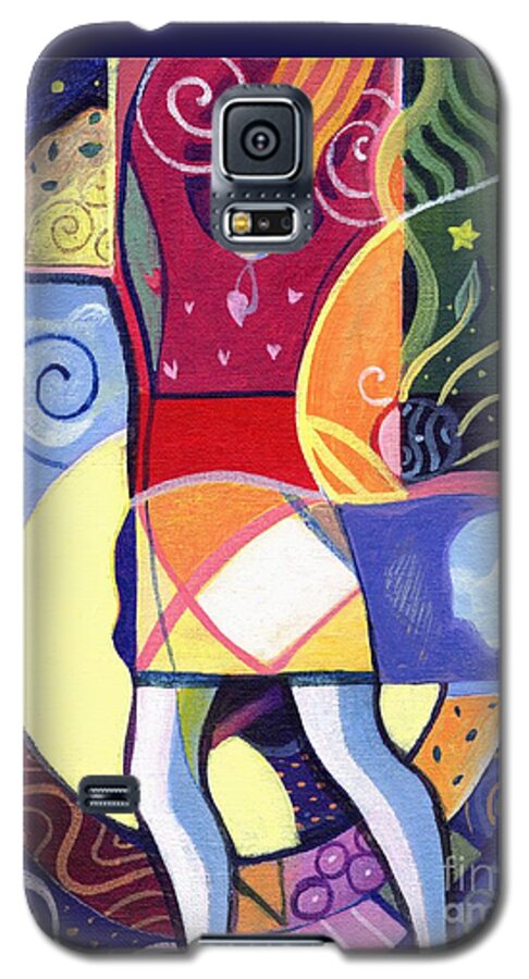 Woman Galaxy S5 Case featuring the painting Leaping and Bouncing by Helena Tiainen