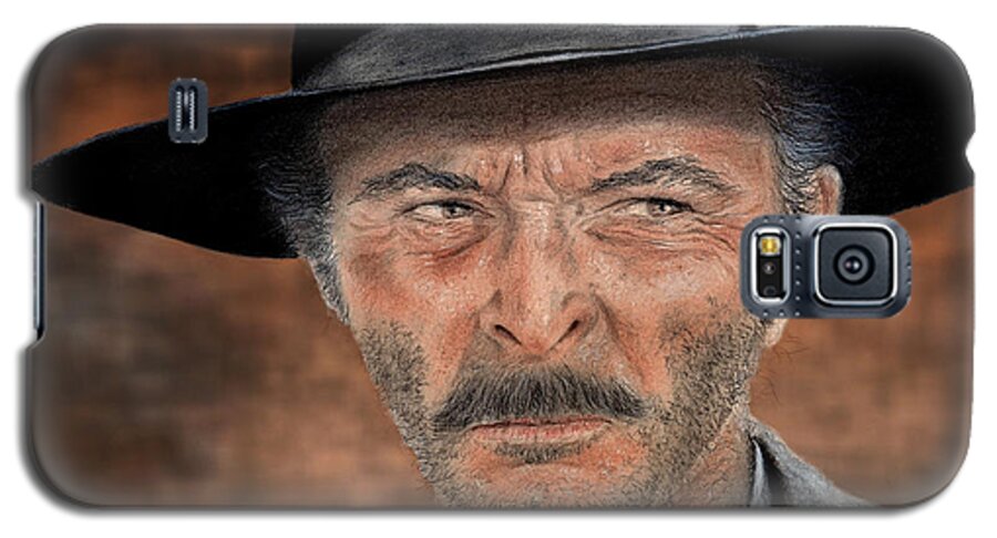 Lee Van Cleef Galaxy S5 Case featuring the drawing Lee Van Cleef as Angel Eyes in The Good the Bad and the Ugly Version II by Jim Fitzpatrick