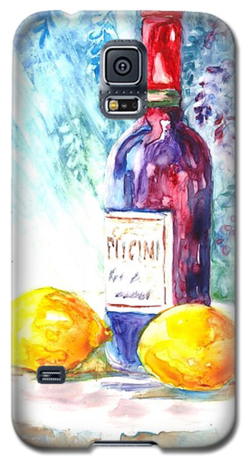 Wine Galaxy S5 Case featuring the painting Lemons and Wine and a Little Sunshine by Carol Wisniewski