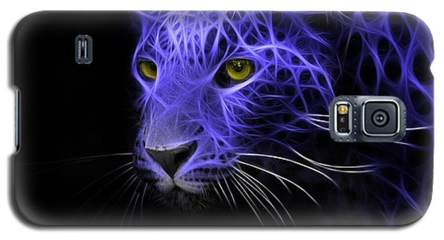 Leopard Galaxy S5 Case featuring the digital art Leopard Fractal Blue by Bruno Santoro