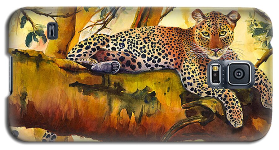 Leopard Galaxy S5 Case featuring the painting Leopard by Hilda Vandergriff