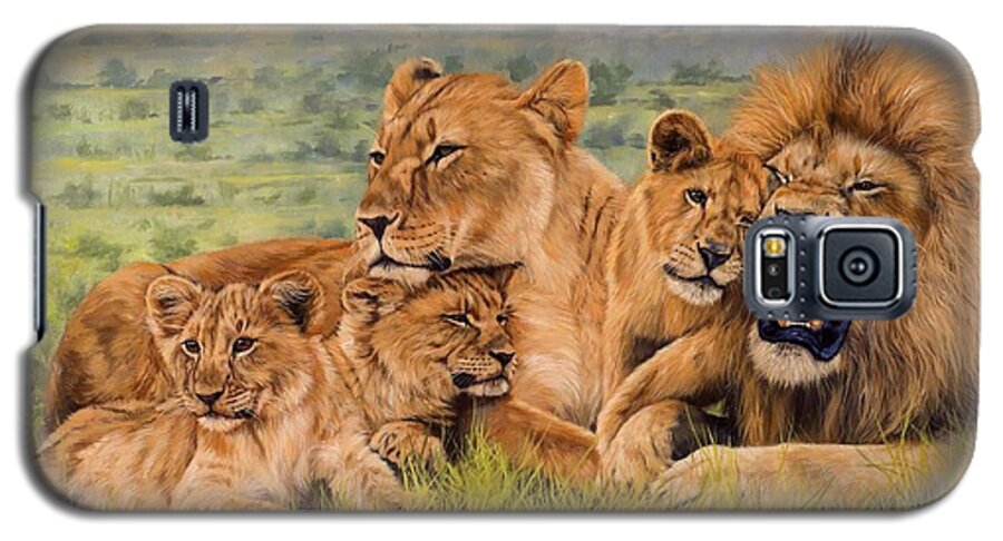 Lion Galaxy S5 Case featuring the painting Lion Family by David Stribbling