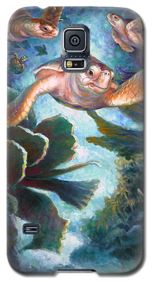 Loggerhead Galaxy S5 Case featuring the painting Loggerhead Sea Journey II by Nancy Tilles