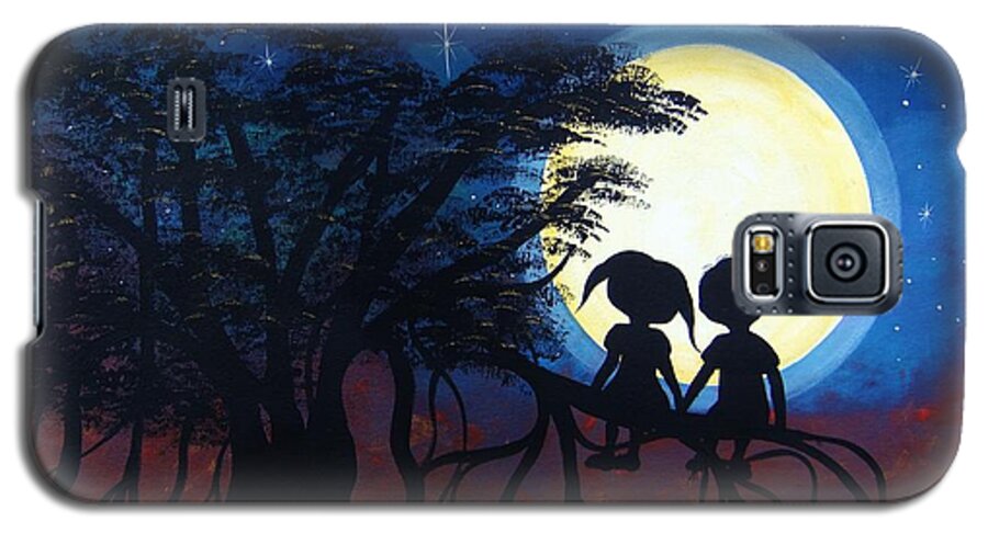 Moon Galaxy S5 Case featuring the painting Love Under the Banyan Tree by Cindy Micklos