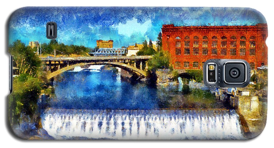 Spokane Falls Galaxy S5 Case featuring the digital art Lower Spokane Falls by Kaylee Mason