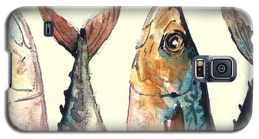 Horse Mackerel Galaxy S5 Case featuring the painting Mackerel fishes by Juan Bosco