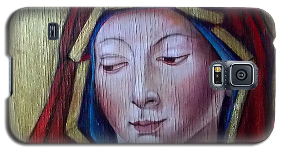 Blessed Virgin Mary Galaxy S5 Case featuring the painting Madonna of Peace by Irena Mohr