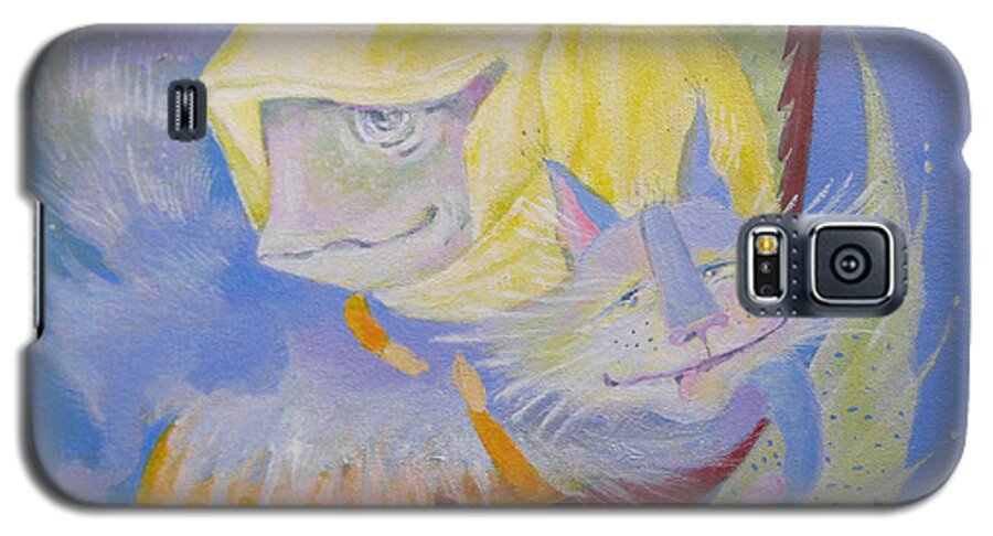 Animals Galaxy S5 Case featuring the painting Madonna with a Cat by Marina Gnetetsky