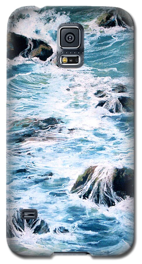 Waves Galaxy S5 Case featuring the painting Maui Shoreline 3 by Rae Andrews