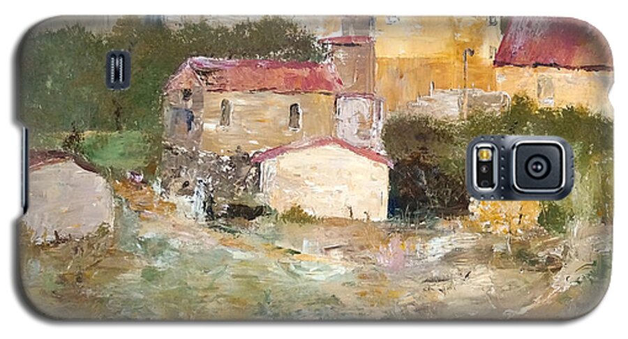 Italy France Galaxy S5 Case featuring the painting Mediterranean Farm by Alan Lakin