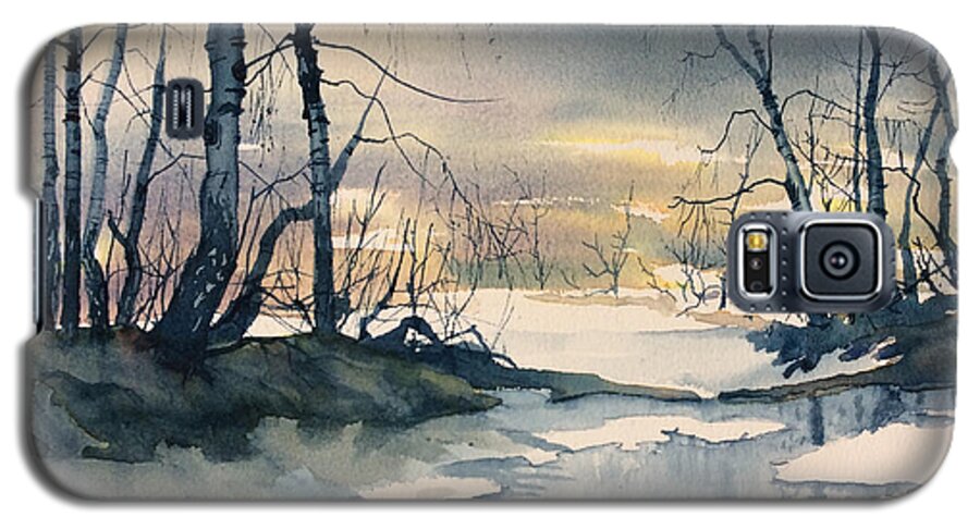 Glenn Marshall Yorkshire Artist Galaxy S5 Case featuring the painting Melt Water on Skipwith Common by Glenn Marshall
