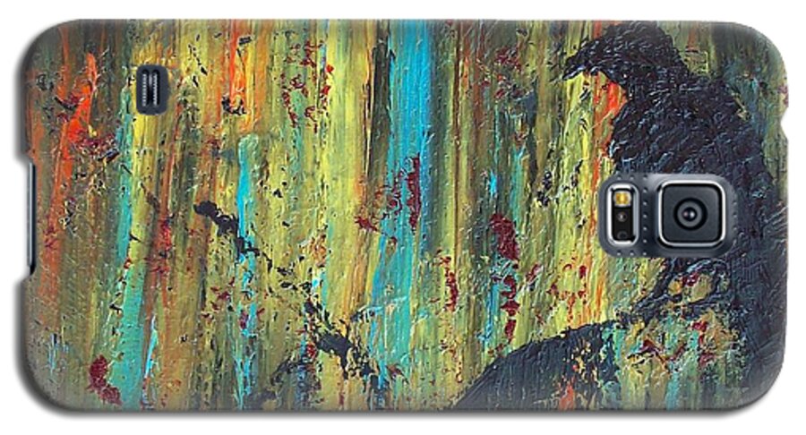 Raven Galaxy S5 Case featuring the painting Messenger by Jacqueline McReynolds