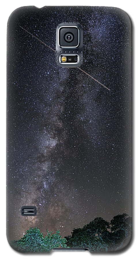 Enchanted Rock Galaxy S5 Case featuring the photograph Milky Way Vertical Panorama at Enchanted Rock State Natural Area - Texas Hill Country by Silvio Ligutti