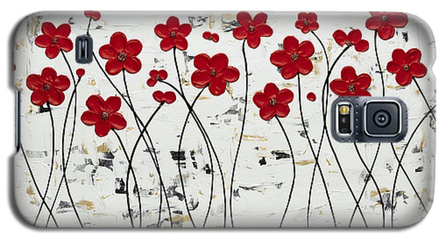 Red Poppy Galaxy S5 Case featuring the painting Mis Amores by Carmen Guedez