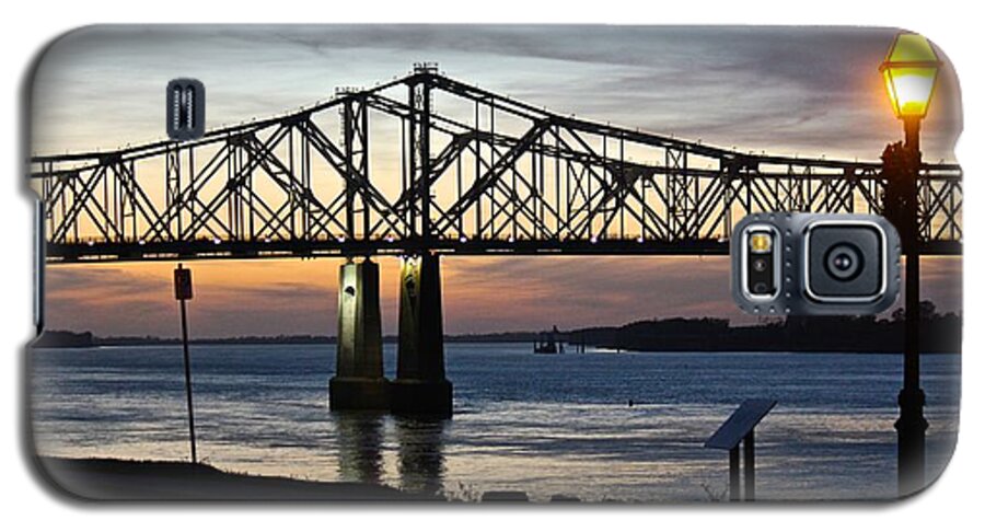 Mississippi River Galaxy S5 Case featuring the photograph Mississippi River Bridge Natchez Sunset by Jim Albritton