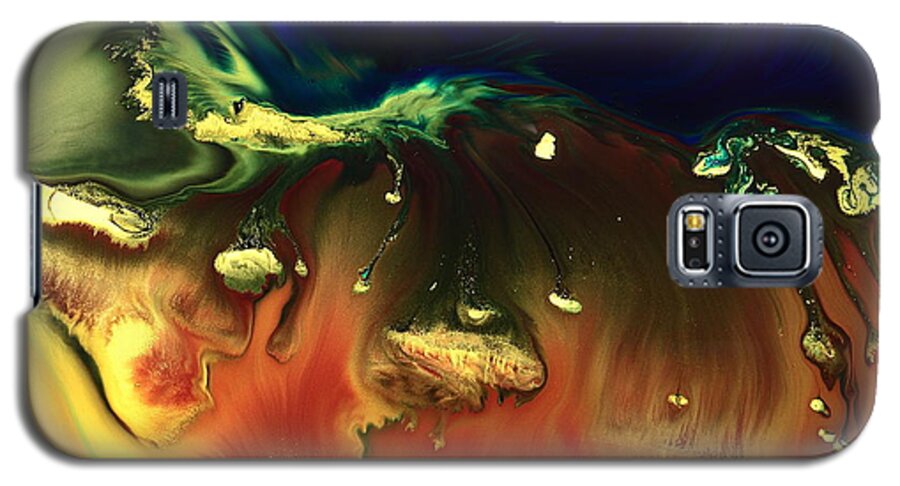 Modern Abstract Galaxy S5 Case featuring the painting Modern Abstract Art Sinking Rocks by Kredart by Serg Wiaderny