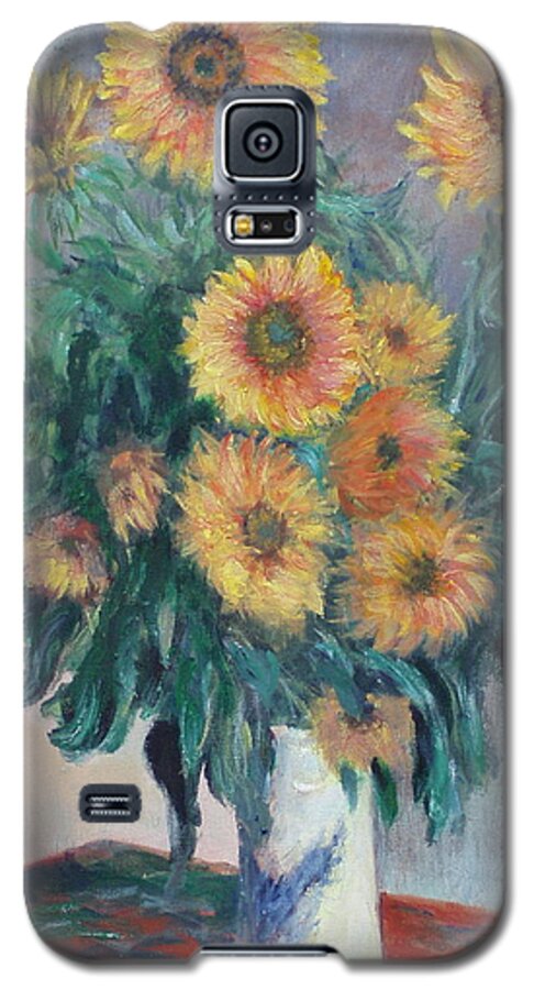 Flowers Galaxy S5 Case featuring the painting Monet's Sunflowers by Catherine Hamill