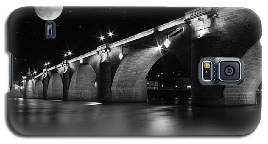 Moon Galaxy S5 Case featuring the photograph Moon Over the Alte Brucke by Morgan Wright