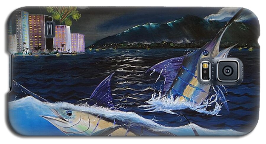Marlin Paintings Galaxy S5 Case featuring the painting Moonlit Blue by Kevin Brown