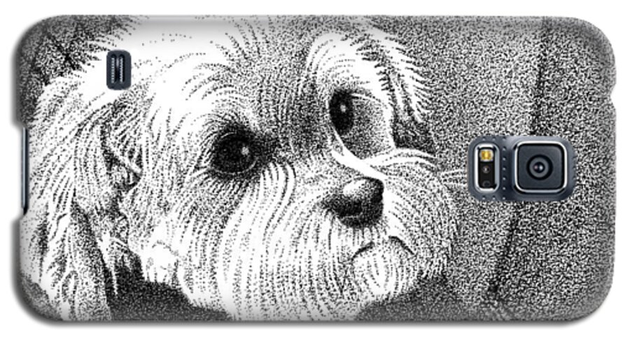 Art Galaxy S5 Case featuring the drawing Morkie by Dustin Miller