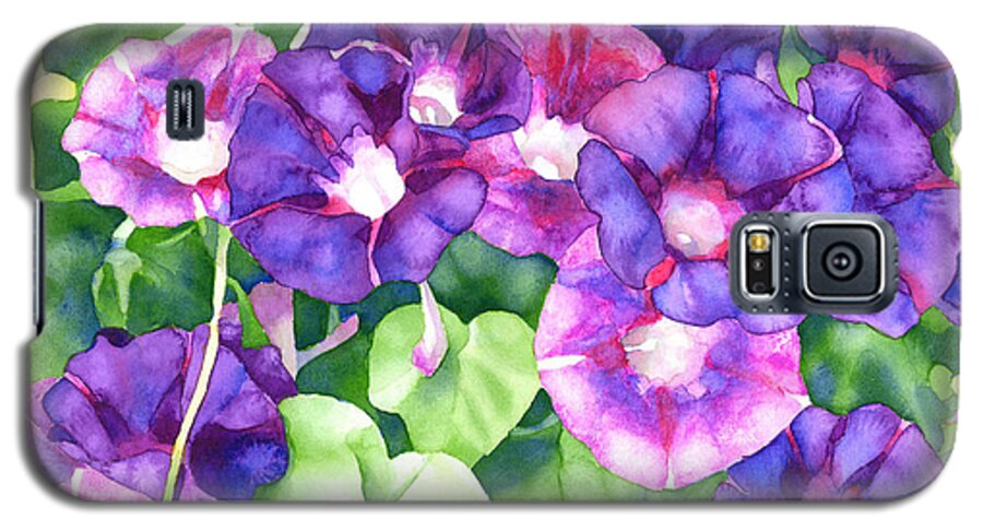 Morning Glories Galaxy S5 Case featuring the painting Morning Glow by Pauline Walsh Jacobson