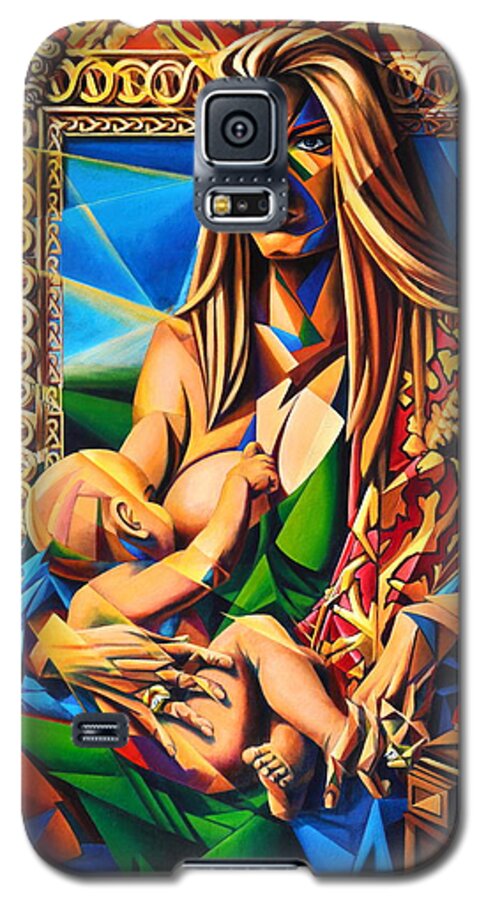 Girl Galaxy S5 Case featuring the painting Mother and Child by Greg Skrtic