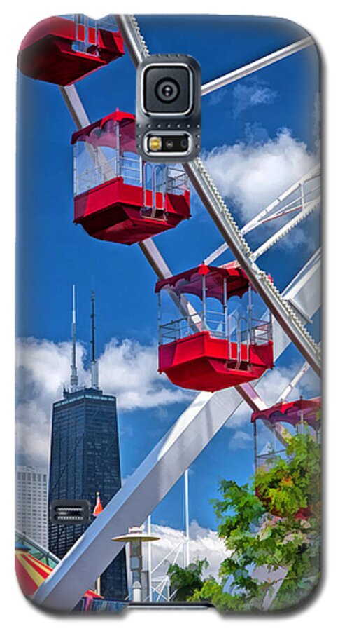 Chicago Galaxy S5 Case featuring the painting Chicago Navy Pier Ferris Wheel by Christopher Arndt