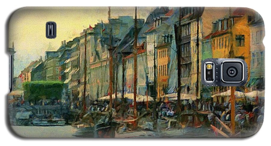 Nayhavn Galaxy S5 Case featuring the painting Nayhavn Street by Jeffrey Kolker
