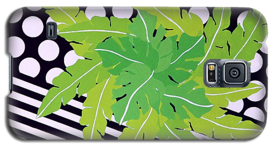 Botanical Impression In Greens And Black Galaxy S5 Case featuring the painting Negative Green by Thomas Gronowski