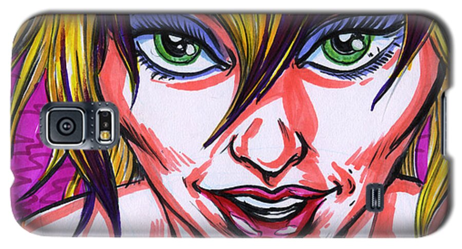 Women Galaxy S5 Case featuring the drawing Neon Nymph by John Ashton Golden