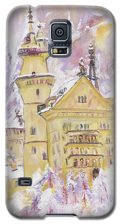 Castle Galaxy S5 Case featuring the painting Neuschwanstein Castle by Helena Bebirian