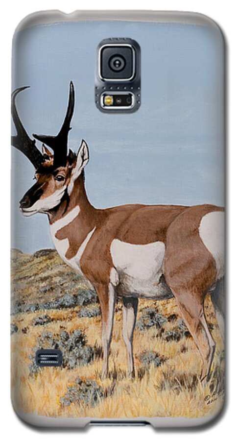 Nevada Galaxy S5 Case featuring the painting Nevada Pronghorn by Darcy Tate