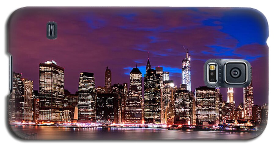 New York Galaxy S5 Case featuring the photograph New York Skyline Magic Hour-- from Brooklyn Heights Promenade by Mitchell R Grosky