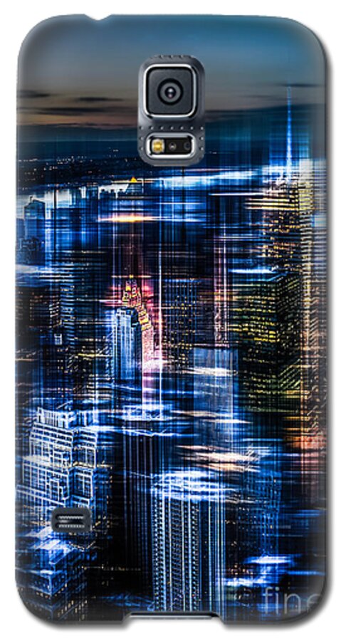 Nyc Galaxy S5 Case featuring the photograph New York - the night awakes - blue I by Hannes Cmarits