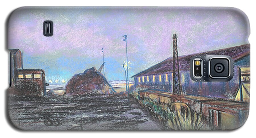 Industrial Landscape Painting Galaxy S5 Case featuring the pastel Nightfall on the Metal Mountain at Schnitzer Steel by Asha Carolyn Young