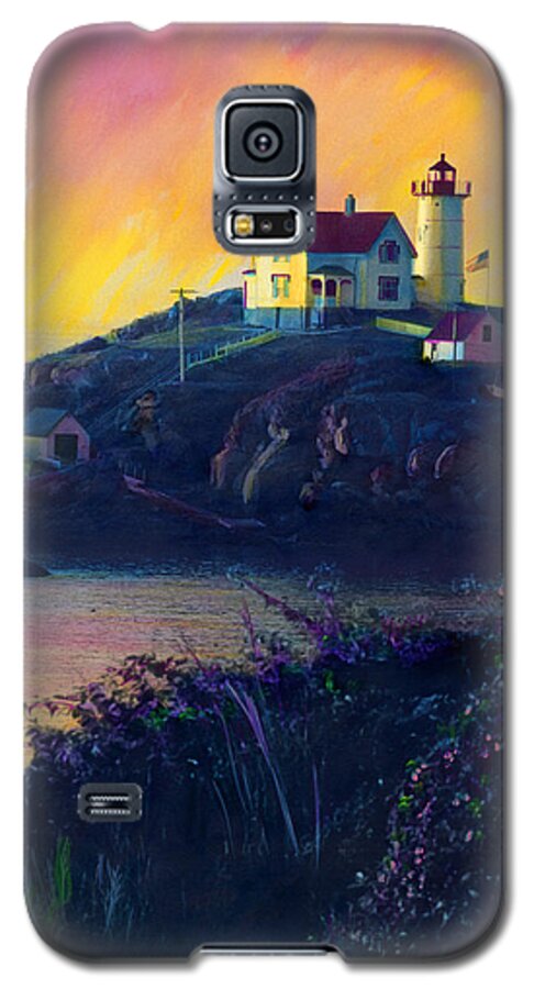 Nubble Lighthouse Galaxy S5 Case featuring the painting Nubble Lighthouse by Cindy McIntyre