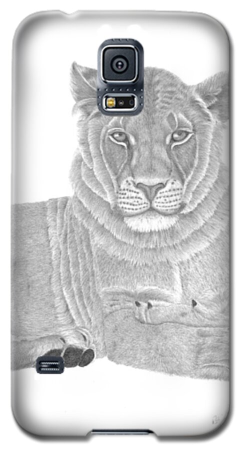 Lioness Galaxy S5 Case featuring the drawing Nyah The Lioness by Patricia Hiltz